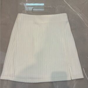 Princess Polly Cream Mini Pencil Skirt Ribbed Slit